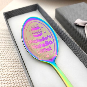 Nutella Spoon Magic Rainbow coffee spoon with Name Christmas gift Personalised custom teaspoon xmas stocking stuffer sweet spoon