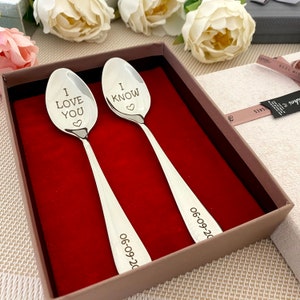 I love you I know Spoons -  Gift for Couple in gift box Spooning Together Leia and Han Solo for Two Valentines Day Gift