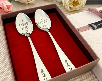I love you I know Spoons -  Gift for Couple in gift box Spooning Together Leia and Han Solo for Two Valentines Day Gift