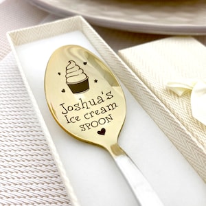 Engraved Ice Cream Spoon Personalized Gift for Wife Customized Spoon with Name BFF Friends Gift Ice Cream Plow for Husband Birthday Teaspoon