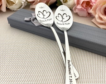 Traditional Anniversary gift - Personalized Spoons for a couple - Wedding Gift Family Coffee spoons for Husband and Wife - Bride Party Gift