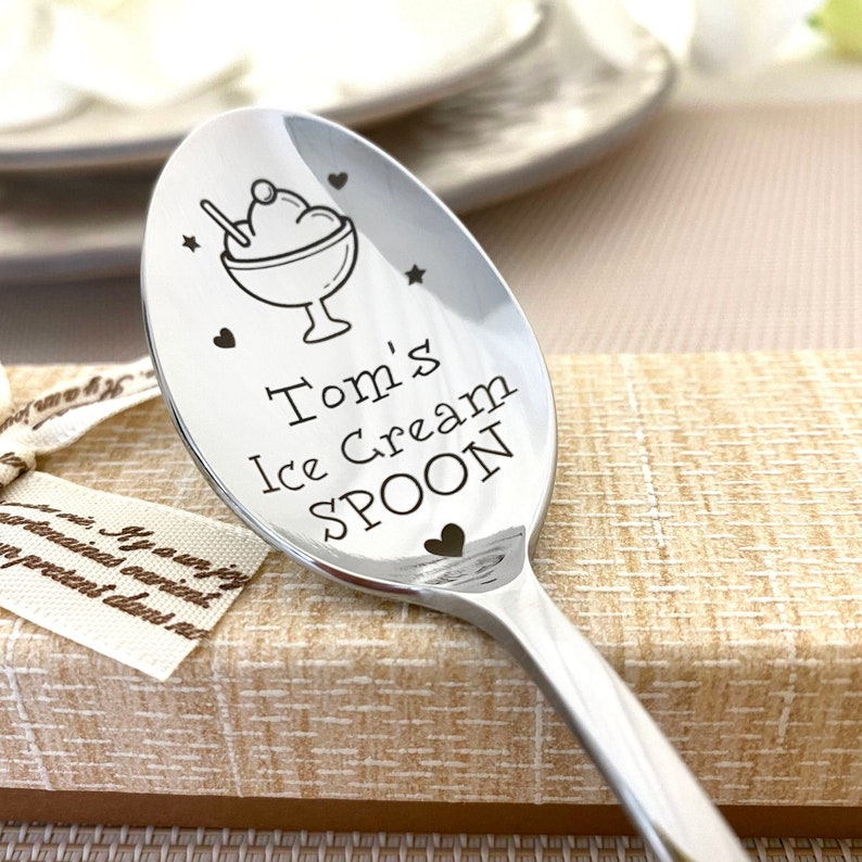 Unique Ice Cream Spoon with Name engraved gift Customized spoon for Ice Cream Lover Gift for Friend Ice Cream Spoon for Mom image 1