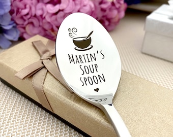 Soup Spoon - Custom spoon with Name for Souper Hero - Personalized Gift for boyfriend - Husband gift from wife for Christmas basket -
