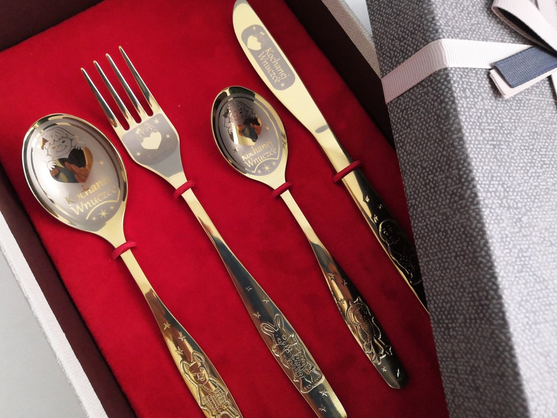 Baby Cutlery Flatware Set Kids Gift Custom Engraving Beautiful Etsy