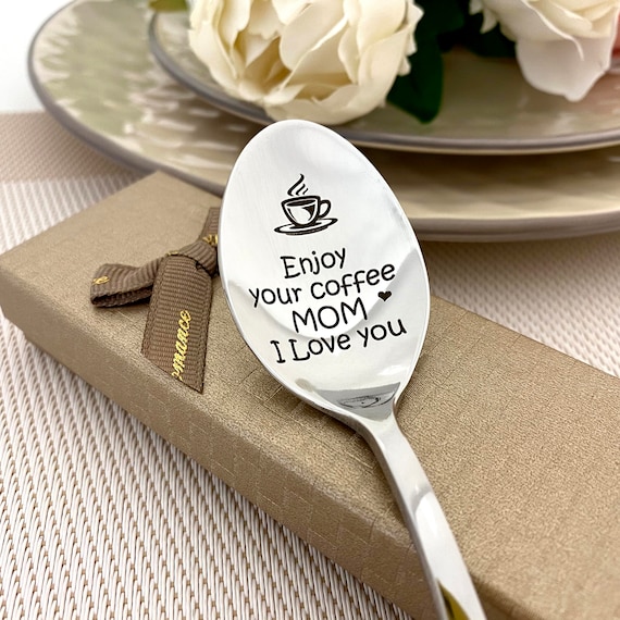 Cuillère à Café Gravée Love You Mom, Cuillère à Crème Glacée