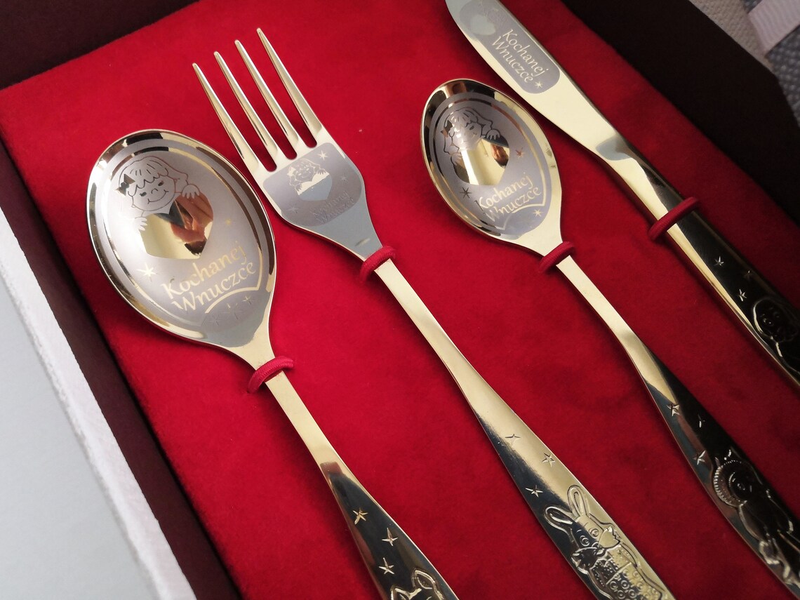 Baby Cutlery Flatware Set Kids Gift Custom Engraving Beautiful Etsy