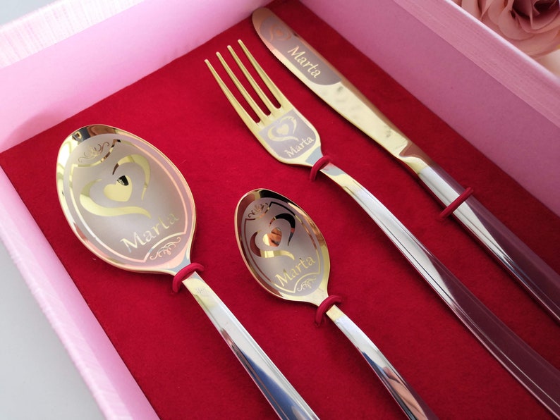 Personalized Cutlery Gift Custom Logo Engraved Flatware Family Etsy