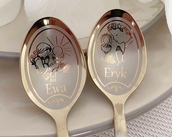 First Communion gift spoon - Personalized Spoon with Engraving name and date on a handle - Catholic spoon for Communion memorable gift