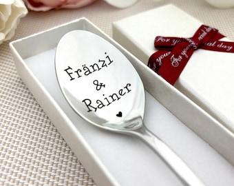 Spoon with name of the couple - Romantic gift for newlyweds - Ice cream spoon for wedding anniversary - Spooning together - I love you spoon