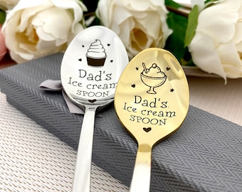 Gift for Dad - Dads Ice Cream Spoon with engraved name Gifts for parents Fathers day - Personalized gift Dad birthday grandpa Custom spoon