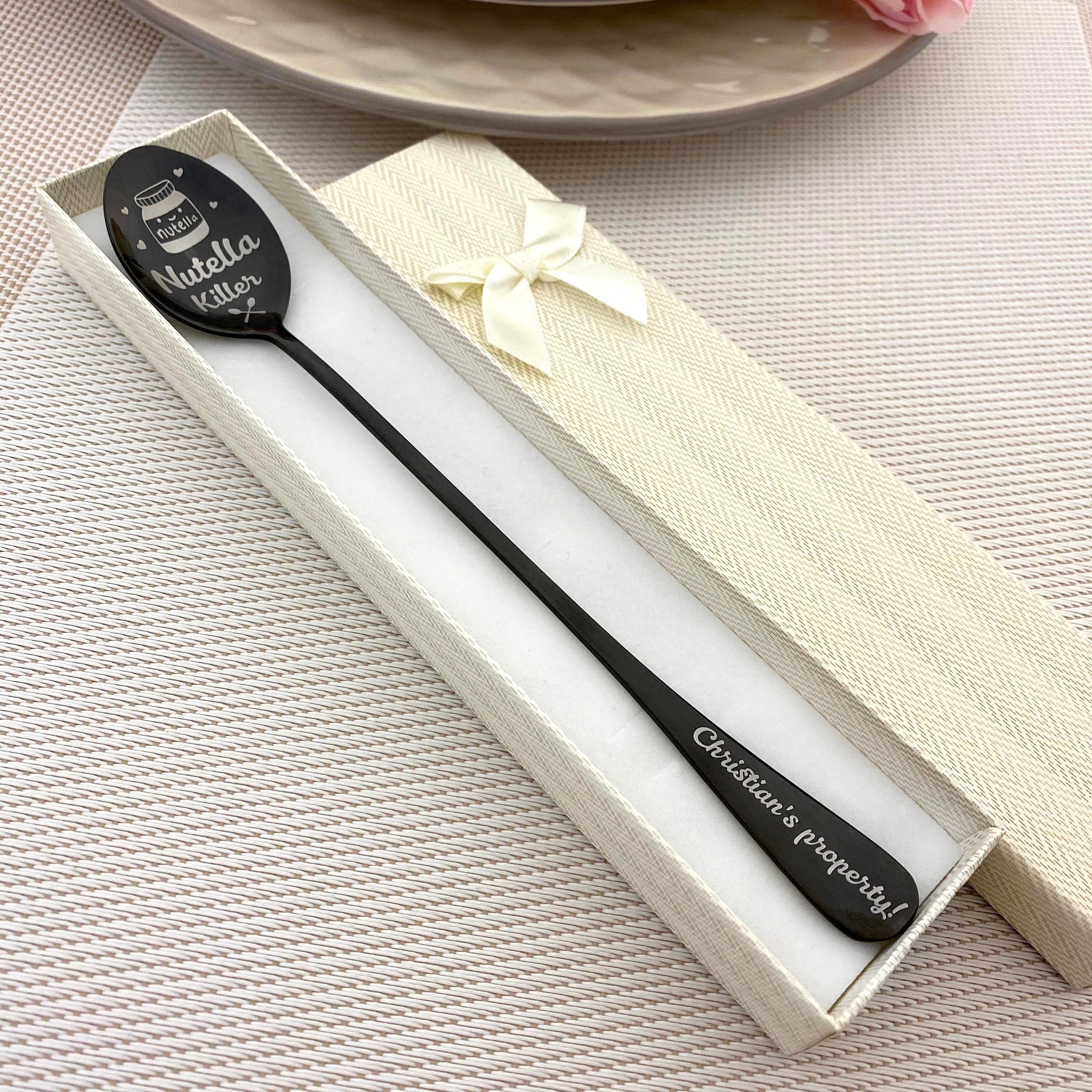 Chocolate milk spoon - Stamped spoon - Engraved with text - Nutella spoon - Latte macchiato spoon - Ice coffee spoon - Personalized gift