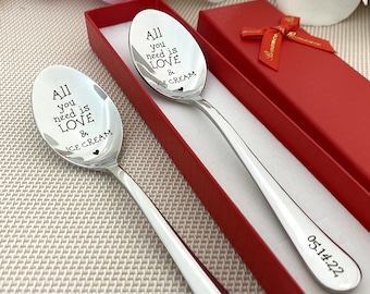 Custom spoon Engraved Personalized gift - All you need is Love - Girlfriend Gift - Ice cream spoon - Coffee spoon - Gift for mother