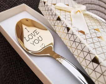 I Love You - Süßer Benutzerdefinierter Löffel - Romantisches Geschenk zum Valentinstag Kleines Weihnachtsgeschenk für Freundin Kaffeelöffel - Personalisierter Löffel