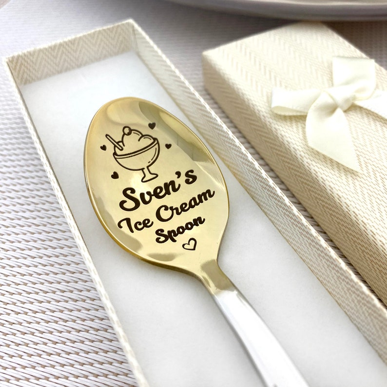 Personalized Ice Cream Spoon Engraved Name Custom Gift Etsy