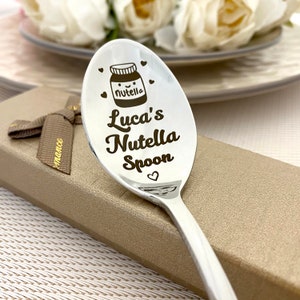 Nutella Spoon Personalized Nut Butter Gift with Name Best Friend Engraved Nutella Shovel Customized Text BFF Gift Nutella Lover Baby Spoon image 1