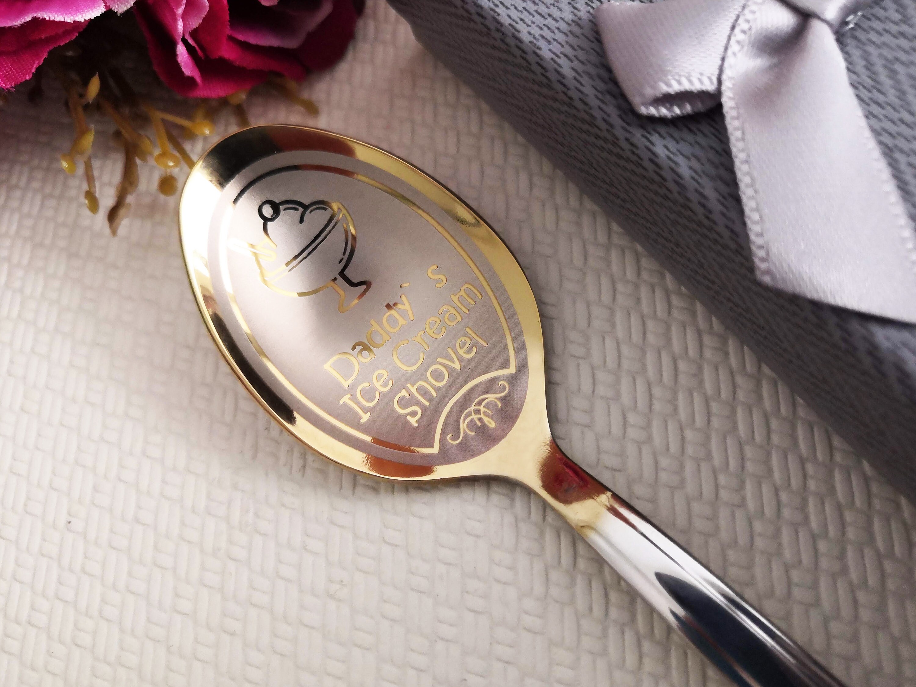 Flatware & Silverware Custom ice cream spoon stainless steel Engraved name ice cream Spoon