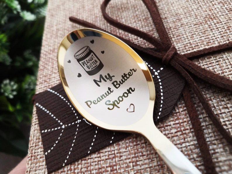 Daddy gift Tasty coffee spoon Nut butter spoon Peanut lover gift for him Christmas gift Custom dessert shovel Peanut butter spoon