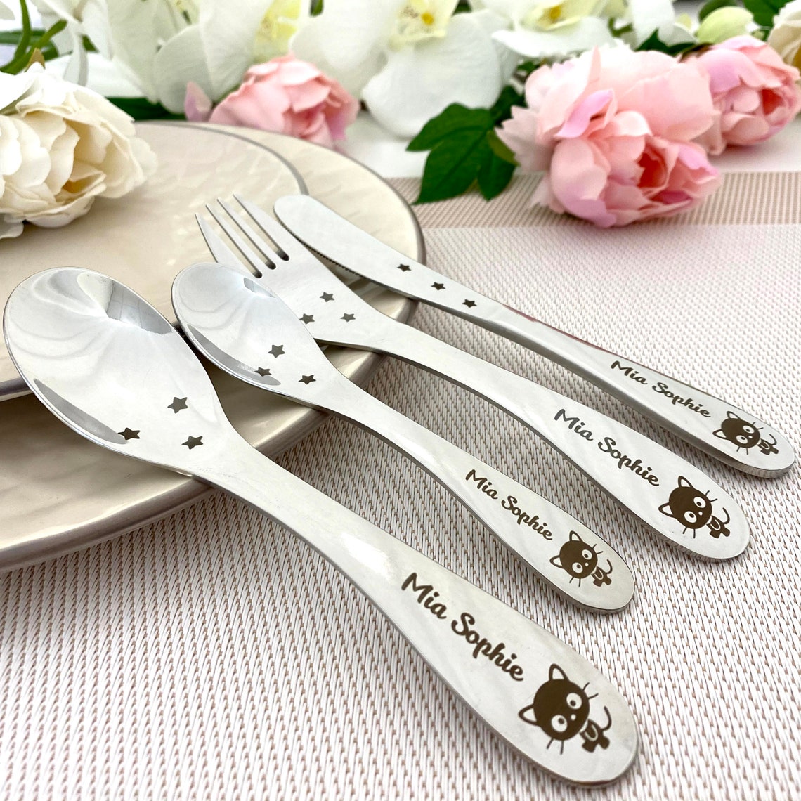 Baby Cutlery with Name Engraved on handles Baby Shower Gift Etsy