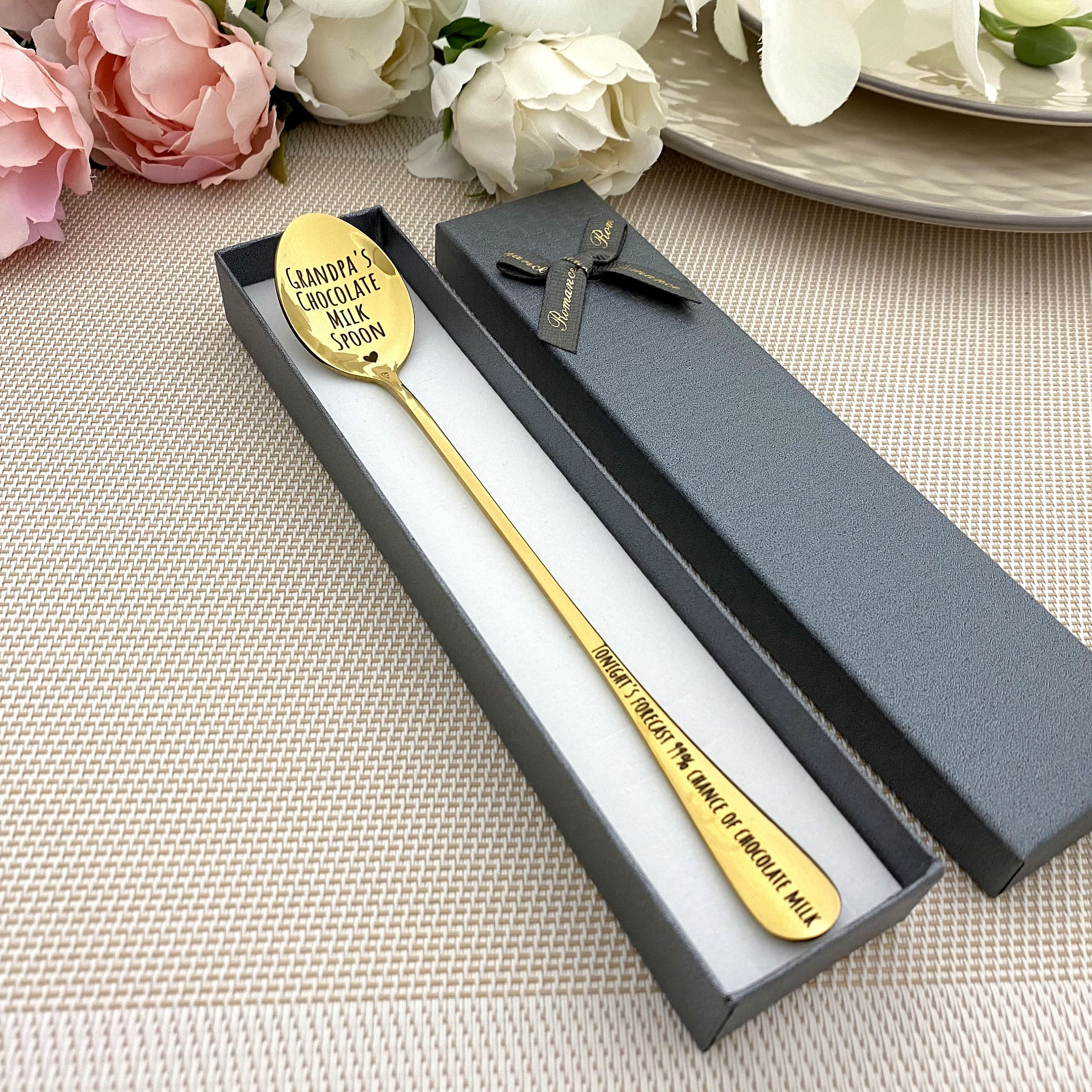 Chocolate milk spoon - Stamped spoon - Engraved with text - Nutella spoon - Latte macchiato spoon - Ice coffee spoon - Personalized gift