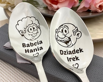 Grandparents gift spoons custom Engraved - Grandfather Birthday gift - Grandmother Ice cream spoon - Coffee spoon - Dessert spoon for Nanny