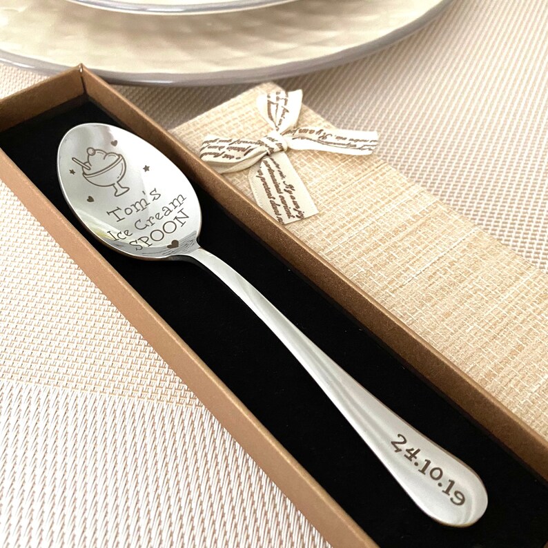 Unique Ice Cream Spoon With Name Engraved Gift Customized Etsy