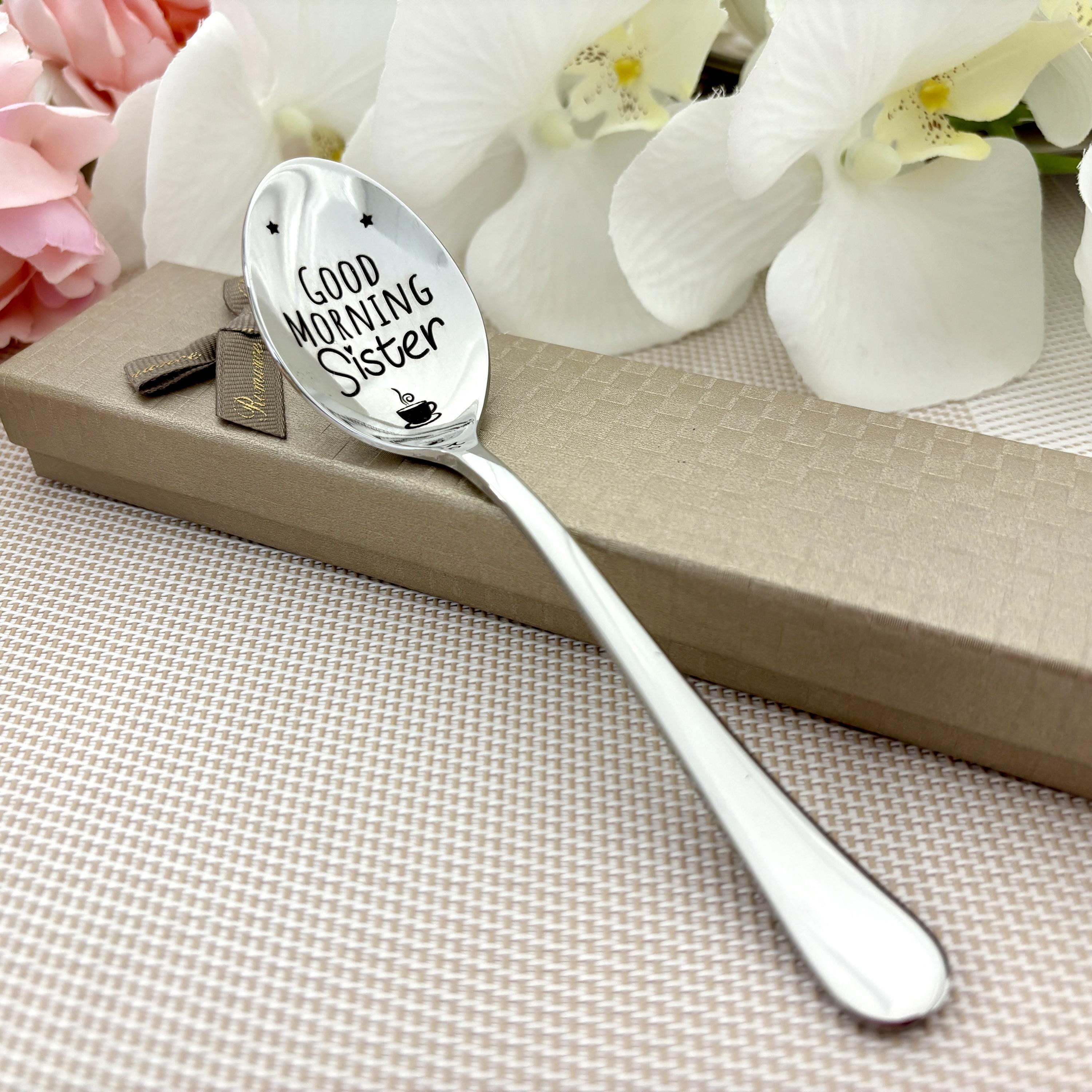 Cadeau Crémaillère, 1 Paire Cuillere A Cafe Gravées, 19,5