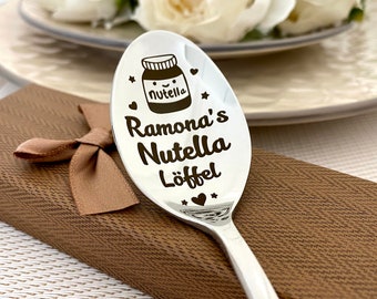 Personalisierter Nutella-Löffel - personalisierter gravierter Dessertlöffel für Nussbutter - süßes Geschenk für sie Schokoladenaufstrich lustiges Nutella-Löffelgeschenk