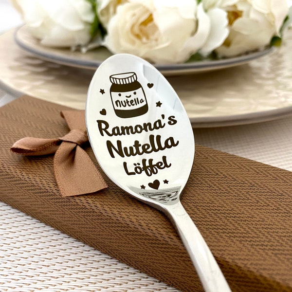 Cuillère Nutella personnalisée - Cuillère à dessert gravée personnalisée pour le beurre de noix - Cadeau mignon pour son cadeau drôle de cuillère Nutella à tartiner au chocolat