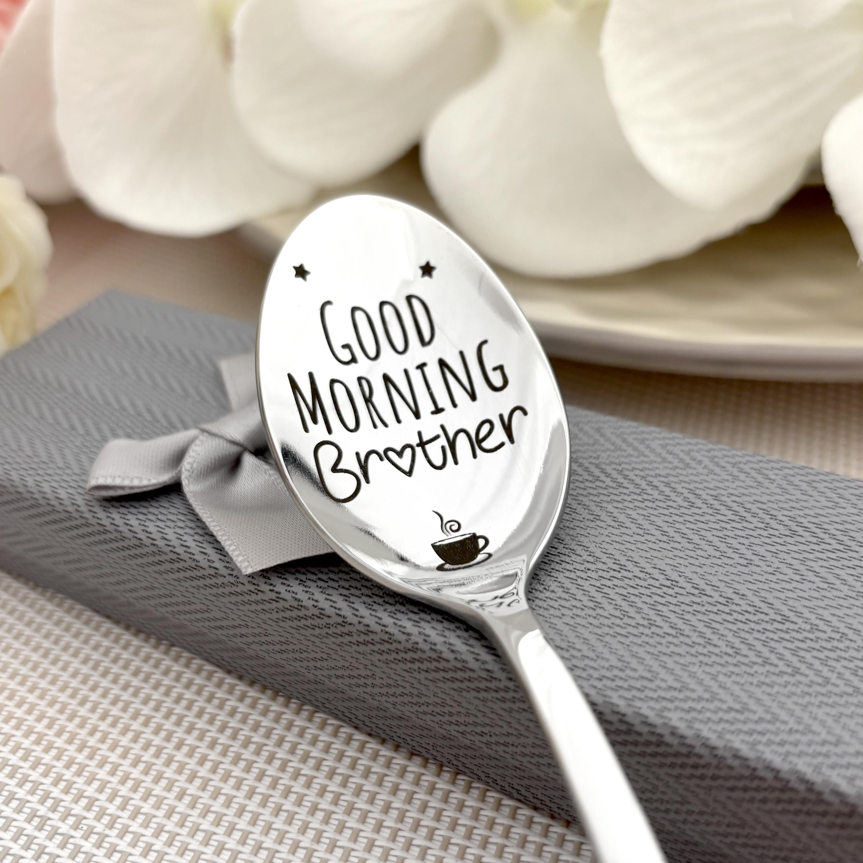 Gravierter Löffel 'Three Human Good Morning Sister' – Edelstahl-Löffel Als Lustiges Geschenk