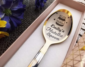 Nutella Spoon with Name Personalized Gift for her - Engraved Nut butter Spoon - Fathers Day Gift for Daddy - Girlfriend Gift - Gift spoon