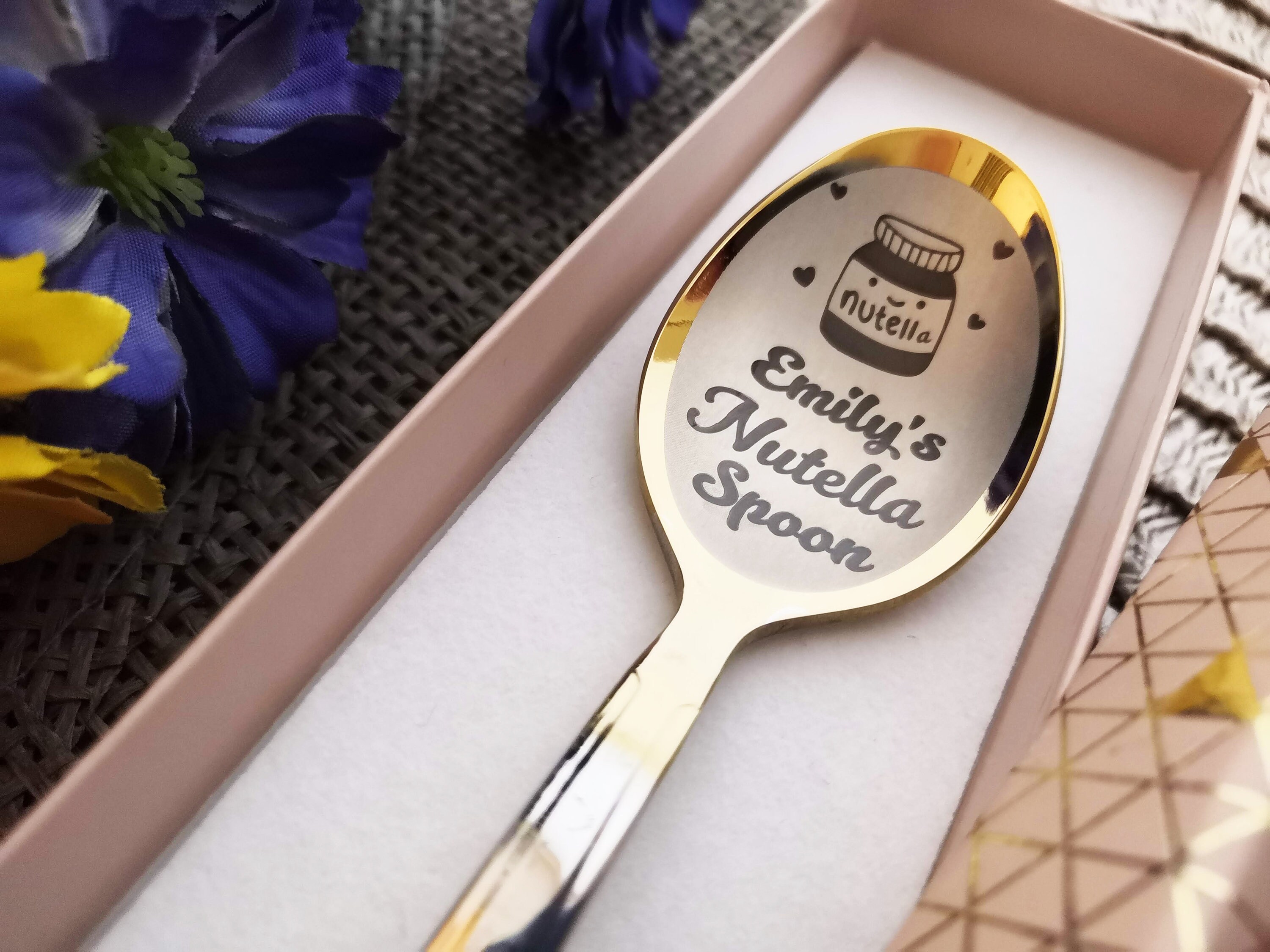 Nutella Spoon with Name Personalized Gift for her - Engraved Nut butter Spoon - Fathers Day Gift for Daddy - Girlfriend Gift - Gift spoon