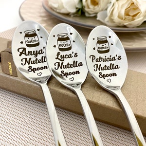 Cuillère à Nutella personnalisée cadeau Beurre de noix avec prénom Meilleur ami gravé pelle à Nutella texte personnalisé cadeau BFF Cuillère pour bébé amateur de Nutella image 3