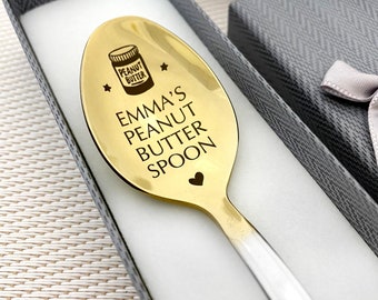 Peanut Butter Spoon Custom with Name Personalized Christmas Gift - Engraved Gift for Him - Xmas Keepsake - Gift Spoon for Nut Butter Spread