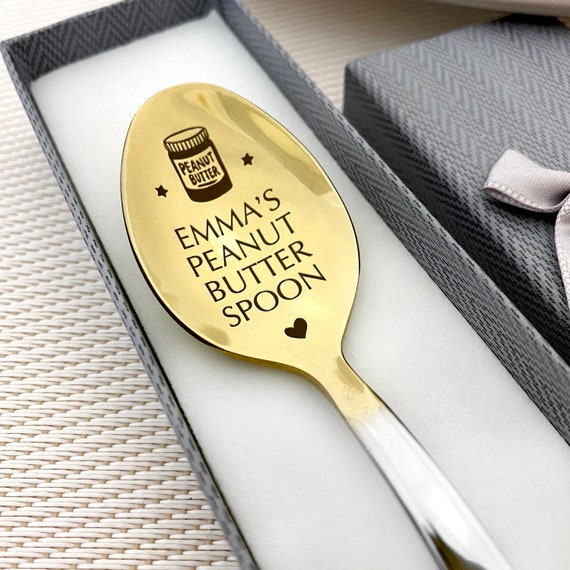 Funny Engraved Stainless Steel Peanut Butter Spoon - Perfect Dessert Spoon  For Dad, Mom, Grandpa, And Grandma - Birthday Gift Idea