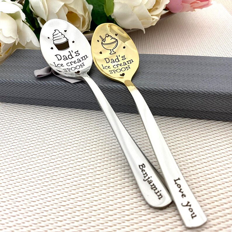 Personalized Ice Cream Spoon Engraved Name Custom Gift Etsy
