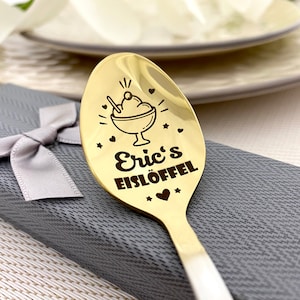 Eislöffel mit engraved Name - Ice Cream Spoon Personalized Gift Customized teaspoon - Gift for friend - Girlfriend gift Mothers day present
