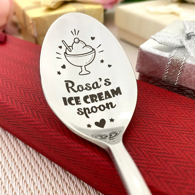 Ice Cream Spoon Personalized Engraved Gift With Name and Etsy