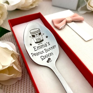 Peanut Butter Spoon Customized Name Personalized Spoon Engraved Cute Funny Gift Smile Spoon Custom Spoon for Christmas Keepsake Xmas Gift