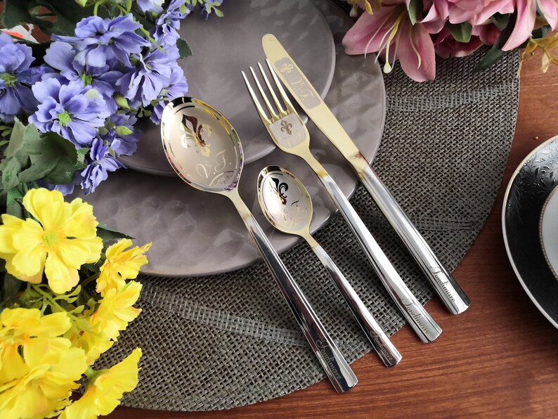 Personalized Cutlery Gift Custom Logo Engraved Flatware Family Etsy