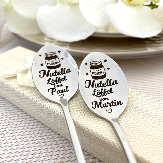 Personalized Hand Stamped Nutella Knife, Spoon or Set / Nutella lover gift  / Nutella spoon / customized knife / personalized gift