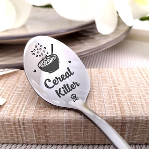 Cereal Spoon Customized Cereal Killer - Table Large Spoon Engraved Gift - Funny Surprise - Big Cereal Plow - Gift for Him for Boyfriend