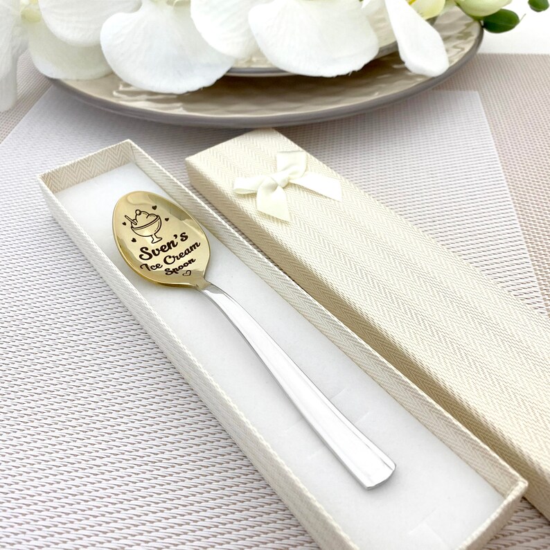 Personalized Ice Cream Spoon Engraved Name Custom Gift Etsy
