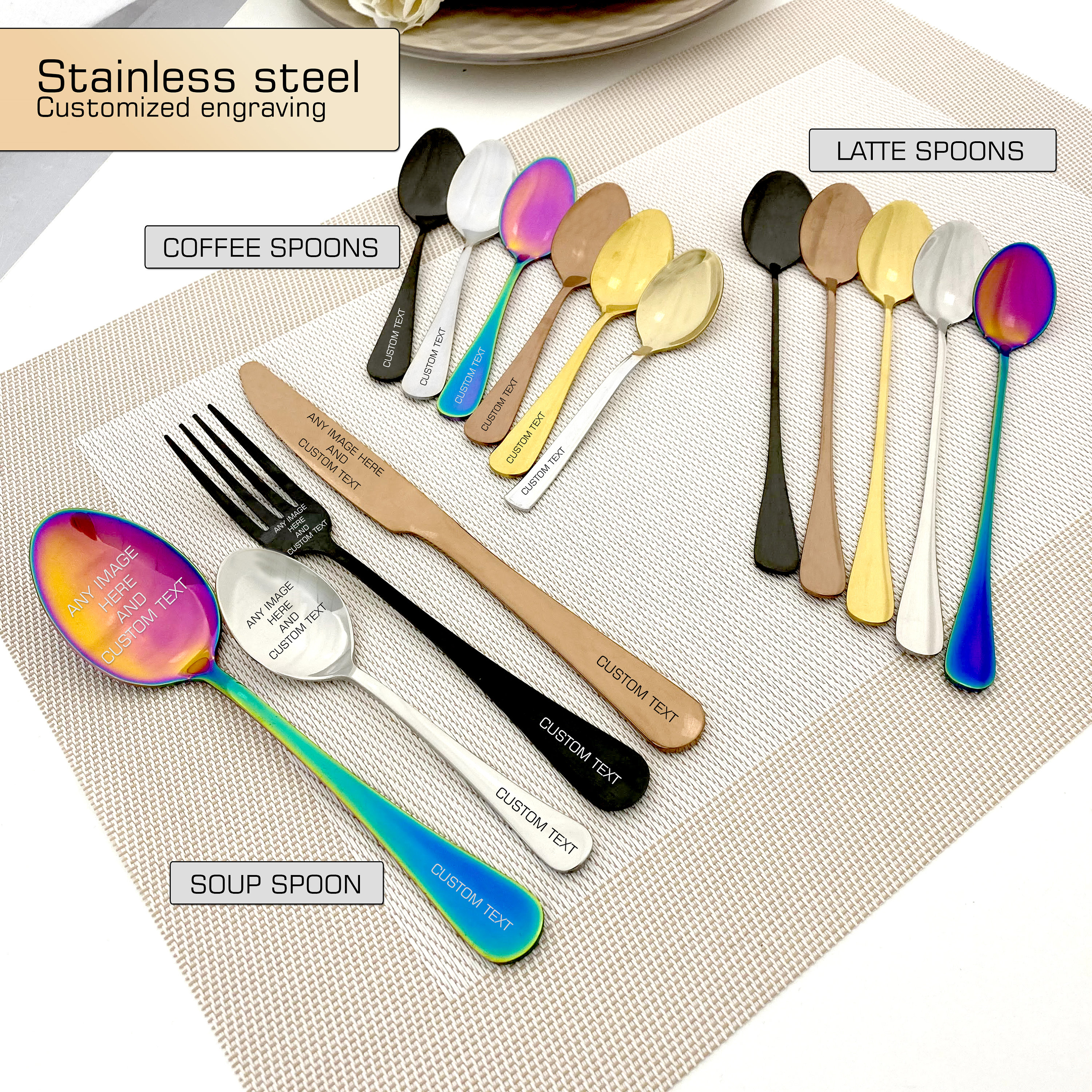Chocolate milk spoon - Stamped spoon - Engraved with text - Nutella spoon - Latte macchiato spoon - Ice coffee spoon - Personalized gift