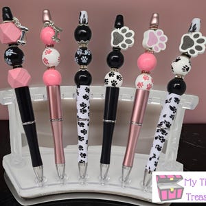 Glitter lila pen met honden poot, kralen pen, paarse pen, moederdag, verjaardag, planner pen, schoolpen, leraren kado