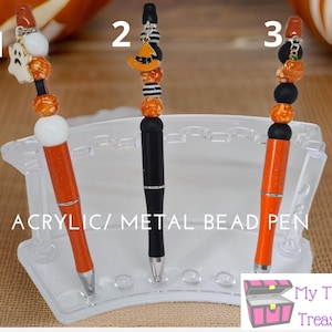 Halloween zwart en oranje kralen pen, verjaardag, planner pen, schoolpen,