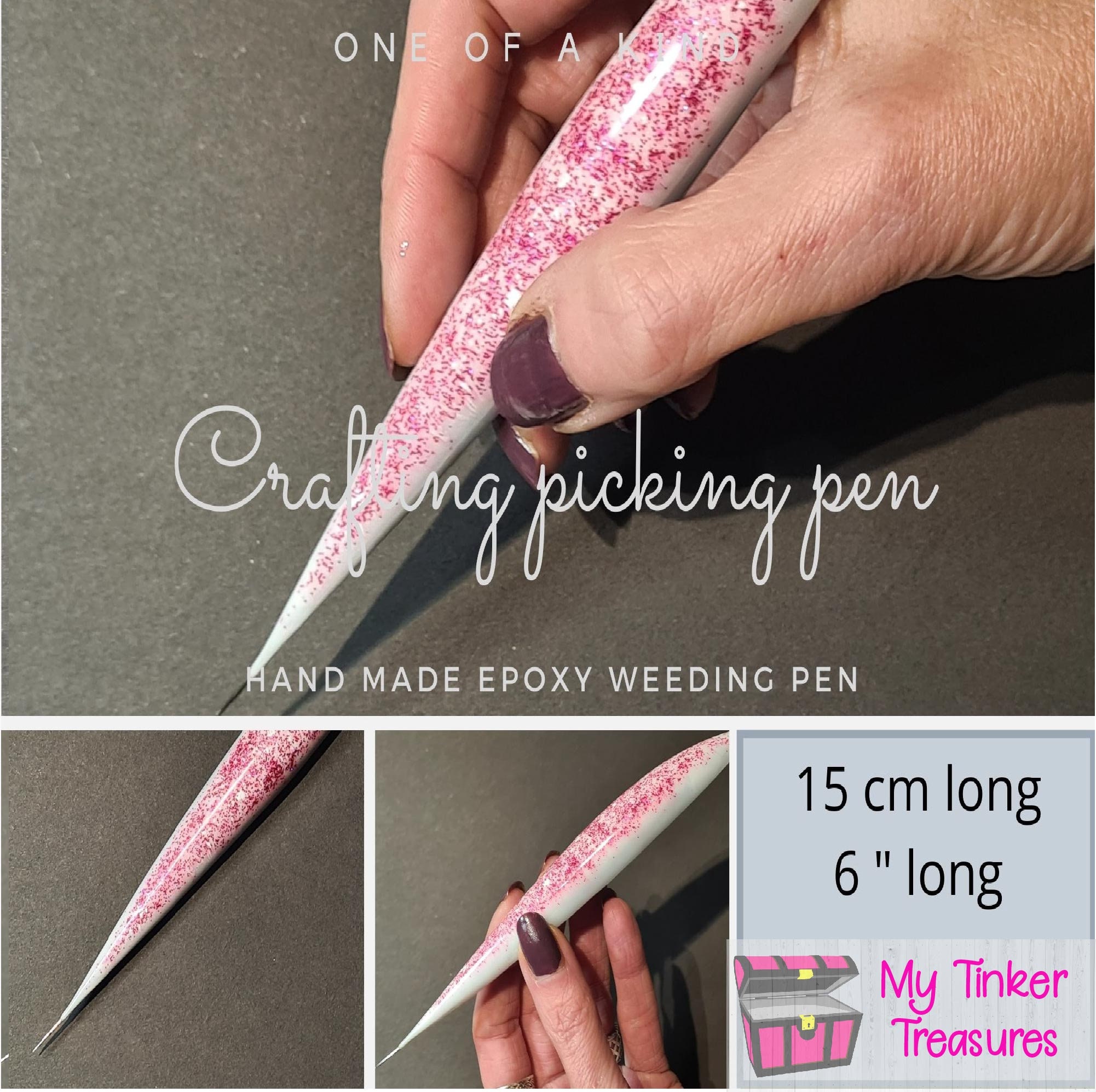 Pink Glitter Weeding Pen for Vinyl, HTV or Paper, Epoxy Pin Pen