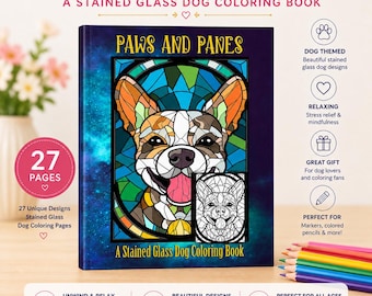 Stained Glass Dog Coloring Book: Unique Illustrations