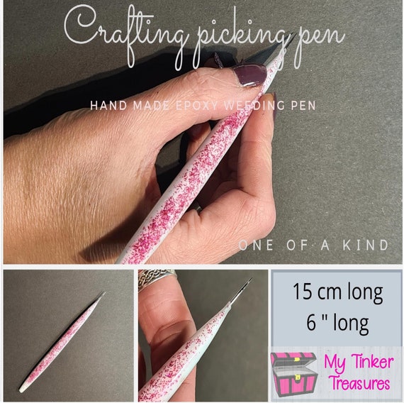 Small Pink Glitter Weeding Pen for Vinyl, HTV or Paper, Epoxy Pin