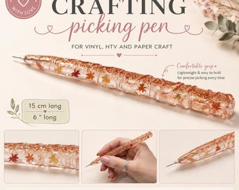Fall Glitter Weeding Pen with Leafs, Handmade Craft Tool