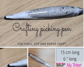 Crafting weeding pen with marble effect for vinyl, HTV or paper, epoxy pin pen, White and black pen, small gift, stock filler, special gift